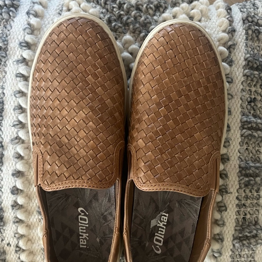 OluKai Men's Woven Brown Slip-On Loafers